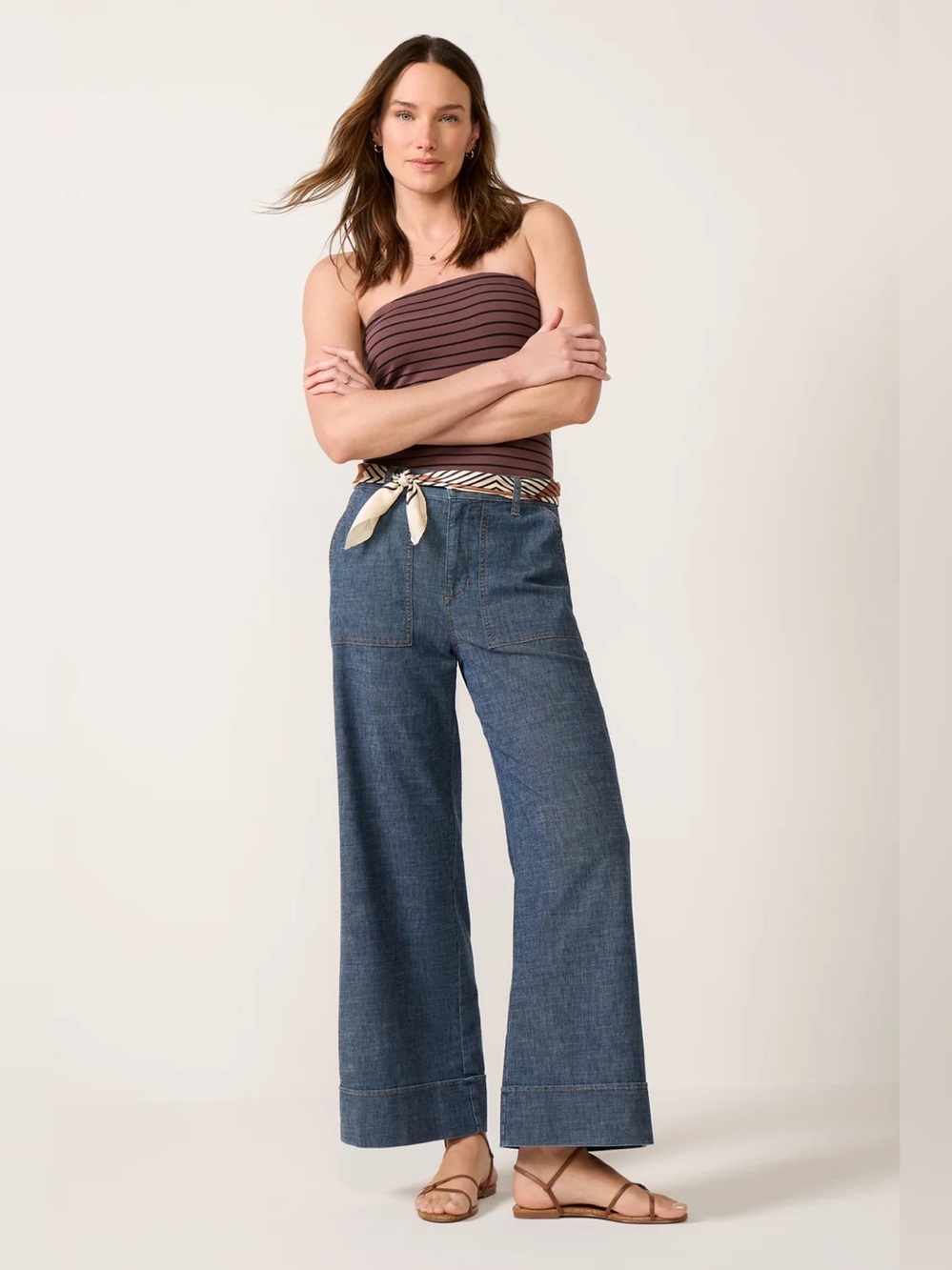Evereve Joelle Wide-Leg Utility Pants in Stargazer Wash | 26